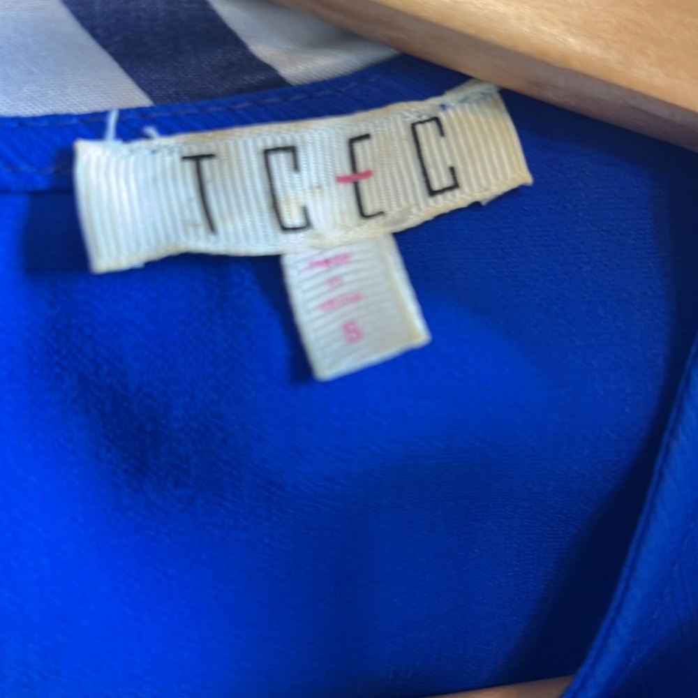 TCEC Blue Ruffle Mini Dress Embellishment With Silver Bauble Balls Size Small - Picture 6 of 7